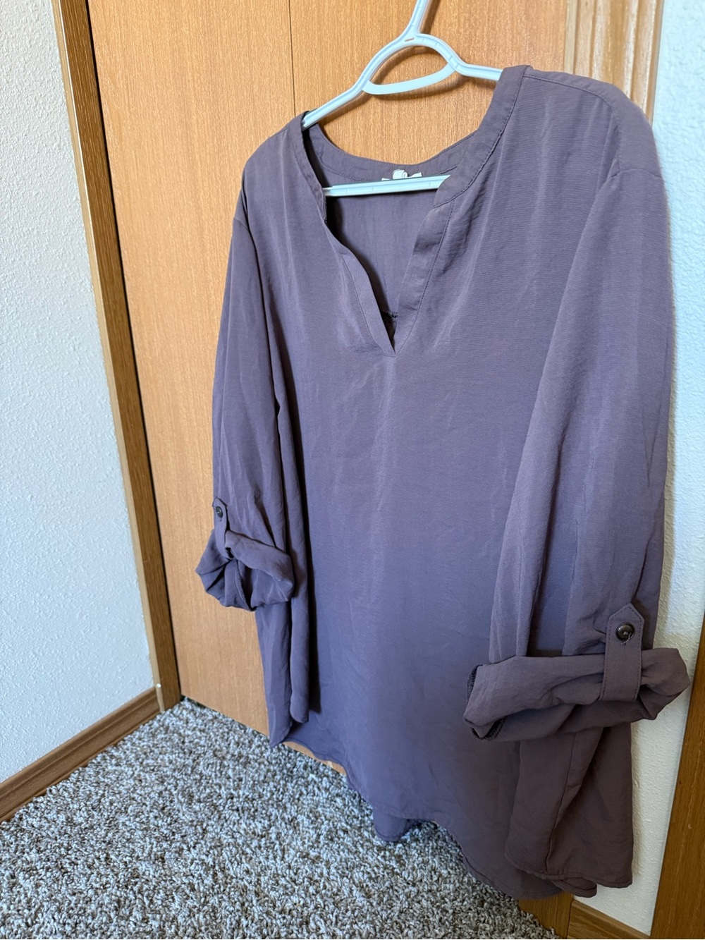 Maurices Plum V-Neck Roll-Tab Tunic - Picture 2 of 4